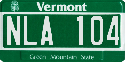 VT license plate NLA104