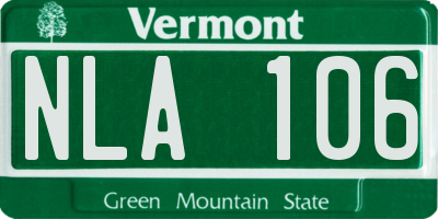 VT license plate NLA106