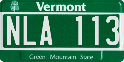 VT license plate NLA113