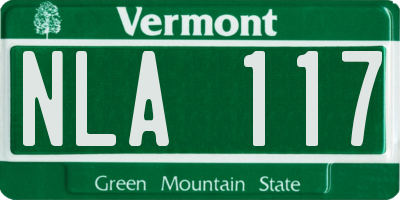 VT license plate NLA117