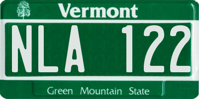 VT license plate NLA122