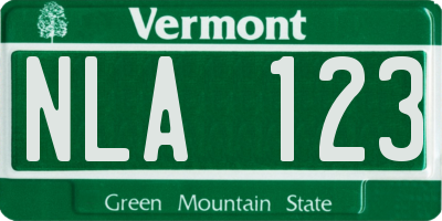 VT license plate NLA123