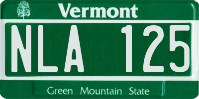 VT license plate NLA125