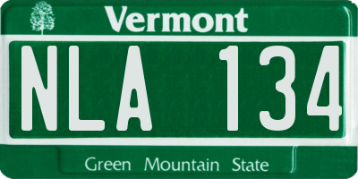 VT license plate NLA134