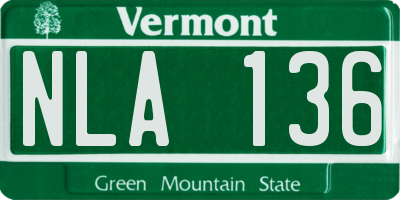 VT license plate NLA136