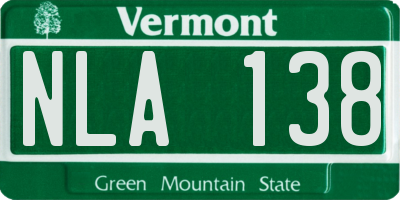 VT license plate NLA138