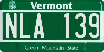 VT license plate NLA139