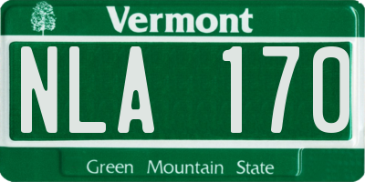 VT license plate NLA170