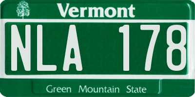 VT license plate NLA178
