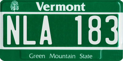 VT license plate NLA183