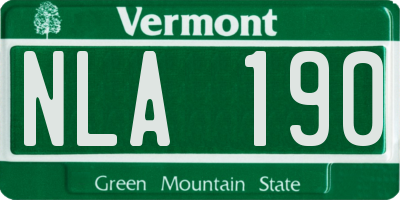 VT license plate NLA190