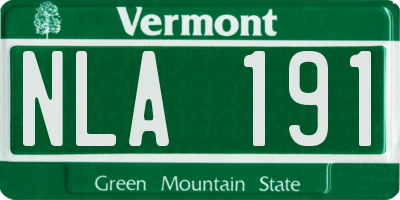 VT license plate NLA191