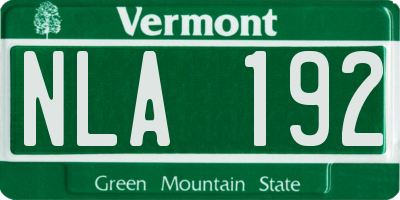 VT license plate NLA192