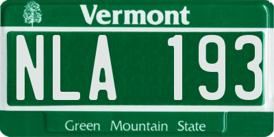 VT license plate NLA193