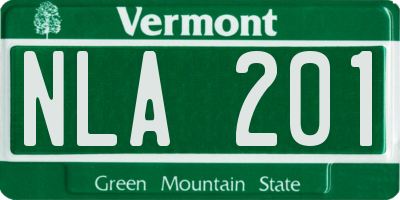 VT license plate NLA201