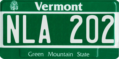 VT license plate NLA202