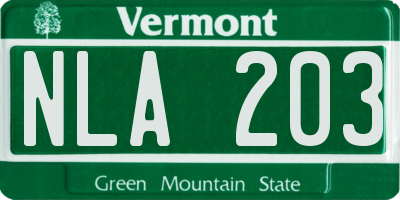 VT license plate NLA203