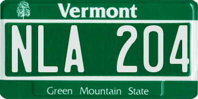VT license plate NLA204