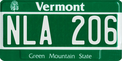 VT license plate NLA206