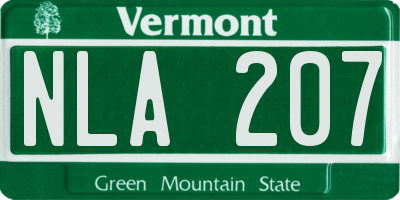 VT license plate NLA207