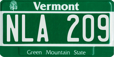VT license plate NLA209