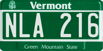 VT license plate NLA216