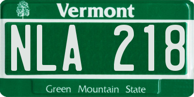 VT license plate NLA218