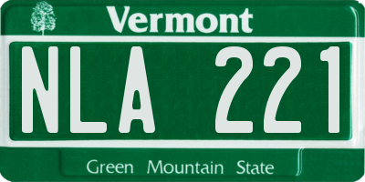 VT license plate NLA221