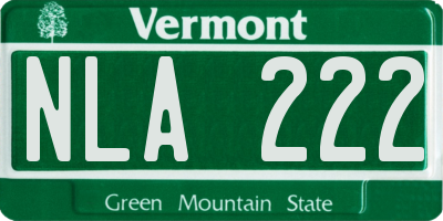 VT license plate NLA222