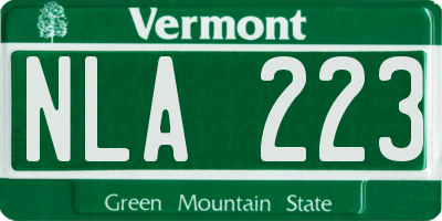VT license plate NLA223
