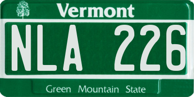 VT license plate NLA226