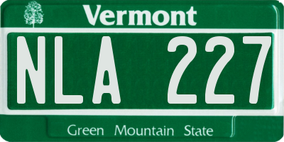 VT license plate NLA227