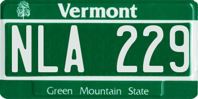 VT license plate NLA229