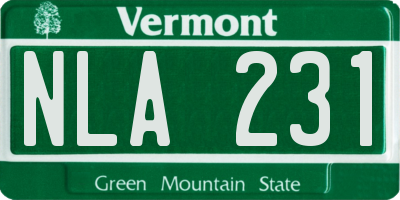 VT license plate NLA231
