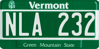 VT license plate NLA232