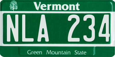 VT license plate NLA234