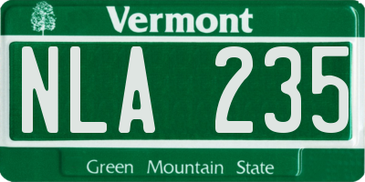 VT license plate NLA235
