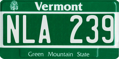 VT license plate NLA239