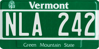 VT license plate NLA242