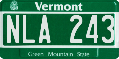 VT license plate NLA243