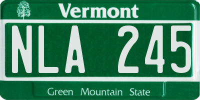 VT license plate NLA245