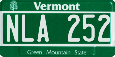VT license plate NLA252