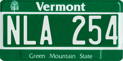 VT license plate NLA254