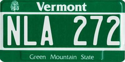 VT license plate NLA272