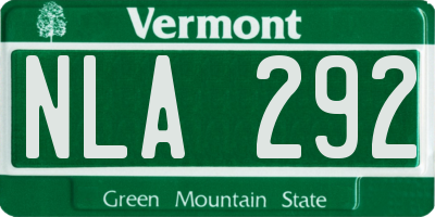 VT license plate NLA292