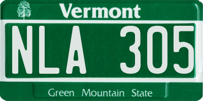 VT license plate NLA305