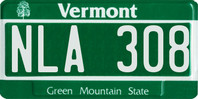 VT license plate NLA308