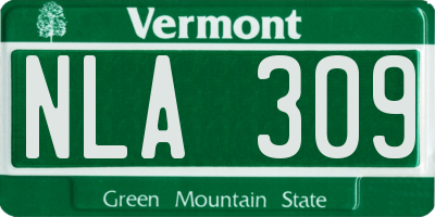 VT license plate NLA309