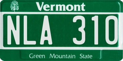 VT license plate NLA310