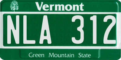 VT license plate NLA312